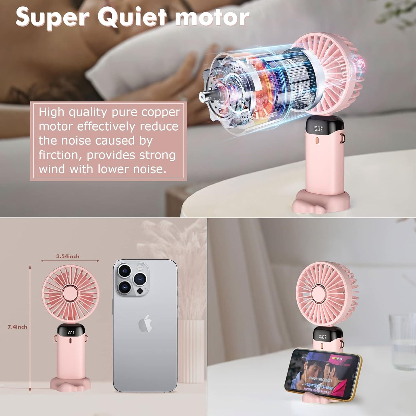 Portable Handheld Fan, Battery Operated Fan with LED Display