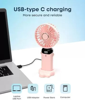Portable Handheld Fan, Battery Operated Fan with LED Display